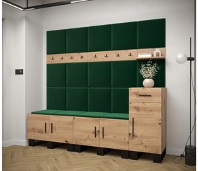 Set mobilier pentru hol Amanda 8 (Stejar artisan + verde). 1085926