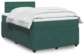 vidaXL Pat box spring cu saltea, verde închis, 120x190 cm, catifea