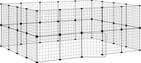 vidaXL Cușcă animale de companie cu ușă 36 panouri negru 35x35 cm oțel