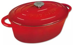 Oala din fonta Kinghoff KH 1612, 6,2 litri, 33 cm, Forma ovala, emailat, inductie, Rosu