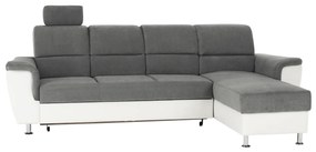 Colţar mic, piele ecologică alb/material textil gri, model dreapta, SANTIAGO COLŢAR MIC