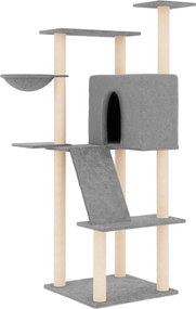 vidaXL Ansamblu pisici, stâlpi din funie sisal, gri deschis, 143 cm