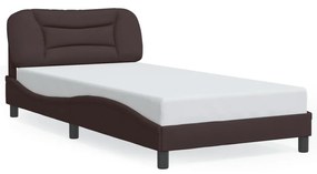 3207754 vidaXL Cadru de pat cu tăblie, maro închis, 100x200 cm, textil
