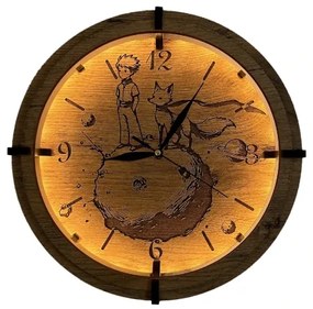 Li-Go 23712/DUB/BAT2 - Ceas LED reglabil cu senzor, LED/1xAA, diam. 32 cm, stejar