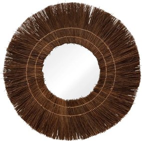 Oglindă de perete din fibre de palmier, Ø70 cm, "Eclat Naturel"