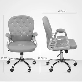 Vinsetto Scaun de birou, Ergonomic Scaun de birou cu braț, Spătar căptușit Gri deschis | Aosom Romania