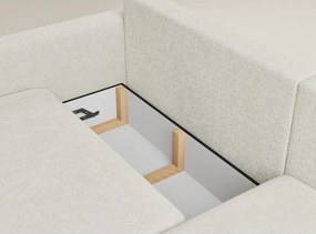 Colțar crem extensibil/cu spațiu de depozitare cu tapițerie din chenille (cu colț pe partea dreaptă/cu șezlong) Leon – Maison de Rêve