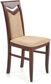 Scaun tapitat CITRONE, bej/nuc, stofa clasica/lemn, 44x43x96 cm