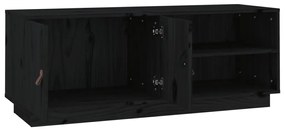 Comoda TV, negru, 105x34x40 cm, lemn masiv de pin Negru, 1