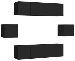 3078787 vidaXL Set dulapuri TV, 6 piese, negru, lemn prelucrat
