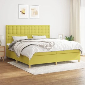 3142688 vidaXL Pat box spring cu saltea, verde, 200x200 cm, textil