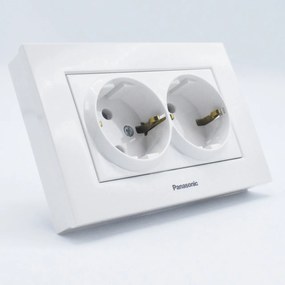 Priza dubla cu impamantare Karre Plus Panasonic, ST, alba