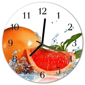 Ceas de perete din sticla rotund Grapefruit fructe Orange