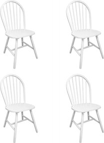 vidaXL Scaune de bucătărie, 4 buc., alb, lemn masiv de hevea