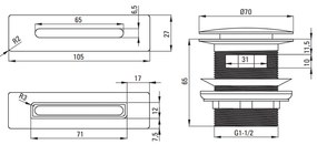Set ventil click-clack si preaplin pentru cada crom lucios Deante Crom lucios
