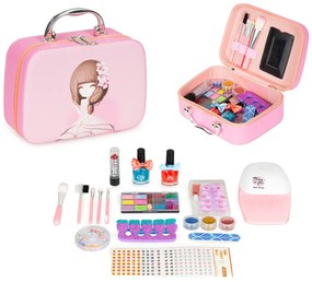 Trusă cosmetică pentru copii, cutie cu oglindă și lampă UV LED