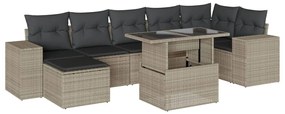 3269322 vidaXL Set mobilier de grădină cu perne, 8 piese gri deschis poliratan