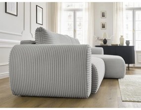 Colțar gri deschis extensibil cu tapițerie din catifea reiată (cu colț pe partea dreaptă) Lucien – Bobochic Paris