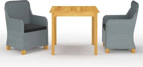 vidaXL Set de masă pentru grădină, 3 piese, gri deschis