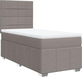 vidaXL Pat box spring cu saltea, gri taupe, 100x200 cm, textil