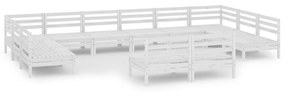 3083455 vidaXL Set mobilier de grădină, 12 piese, alb, lemn masiv de pin
