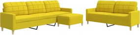 vidaXL Set canapele cu taburet, 3 piese, galben deschis, textil