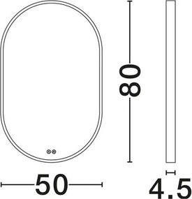Oglinda cu iluminat LED pentru baie IP44 ZELVA 50x80cm