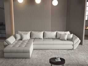 Colțar extensibil dumonde cu ladă de depozitare si sezut confortabil din spuma high-density, Loana XL Enjoy Beige 335x185 cm