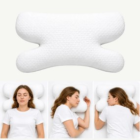 Perna cervicala ortopedica CERVI-SAN Antirid, memory foam maruntit anti-riduri, husa Tencel