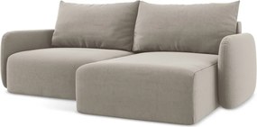 Colțar taupe extensibil/cu spațiu de depozitare cu tapițerie din catifea (cu colț pe partea dreaptă/cu șezlong) Kalena – Makamii