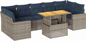 vidaXL Set canapele de grădină cu perne, 8 piese, gri, poliratan