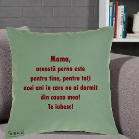 Cadou pentru Mama - Perna Personalizata Perna pentru Mama, 40x40 cm, Verde, Husa Detasabila, Perna Inclusa, BEKZ®
