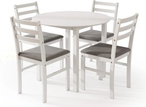 MAZZONI EXPORT Set TORINO Masă rotundă + 4 scaune Alb / Gri Deschis