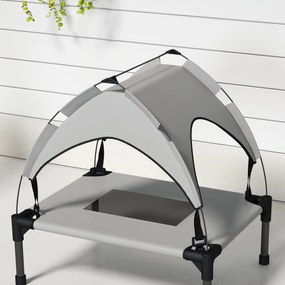 PawHut Pat pentru câini și pisici pe picioare, pat pentru câini ridicat, velum anti-UV din oxford, geantă de transport inclusă 61 x 46 x 63 cm gri | Aosom Romania