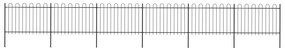 Gard de gradina cu varf curbat, negru, 10,2 x 1,2 m, otel 1, 1.2 m, 10.2 m