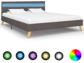 284850 vidaXL Cadru pat cu LED-uri gri deschis 160x200 cm material textil