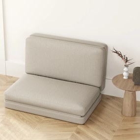 HOMCOM 2-in-1 canapea relaxanta pliabila, saltea pentru oaspeti, separabila, latime de 120 cm, Bej | Aosom Romania