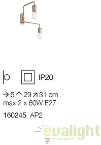 Aplica moderna cu doua brate directionabile, finisaj alama antic, TRIUMPH AP2 OTTONE