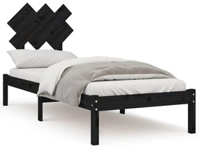 3104832 vidaXL Cadru de pat mic single, negru, 75x190 cm, lemn masiv