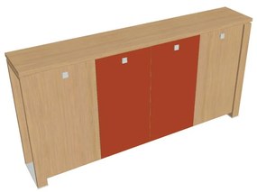 Dulap mediu pentru haine Verno+ 260 x 46 x 130 cm, uși combinate, stejar deschis / portocaliu