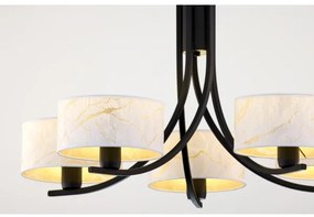Jupiter 2104 - Lustră pe lanț ARTHUR 5xE27/15W/230V alb/negru/decor marmură