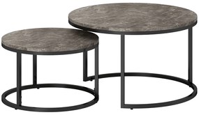 HOMCOM Set de 2 mese laterale înglobabile design industrial cu blaturi imitație de ciment și picioare metalice gri | Aosom Romania