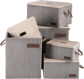Autronic Set of 5 fabric storage boxes, grey