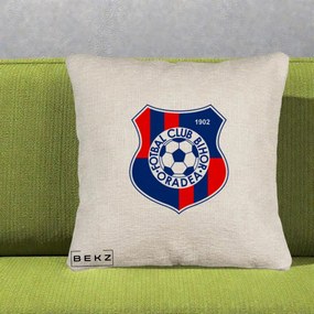 Perna Personalizata FC Bihor Oradea 1902 Fotbal, 40x40 cm, Bej Canapea, Husa Detasabila, Perna Inclusa, BEKZ®