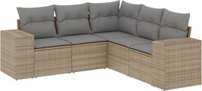 vidaXL Set canapele de grădină cu perne, 5 piese, bej, poliratan