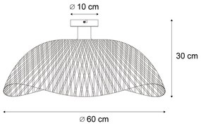 Plafonieră Art Deco neagră cu bambus natural 60cm - Alka