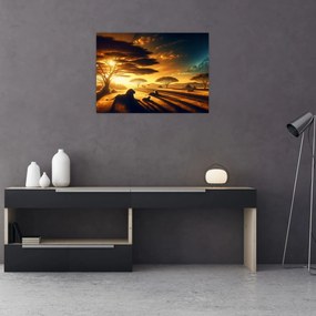 Tablou pe sticlă - Lei odihnindu-se (70x50 cm)