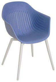 Scaun de grădină din plastic Ballena cu picioare metalice, albastru