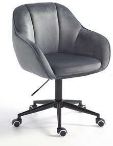 HR2055K Scaun Grafit din Catifea cu Bază Neagră