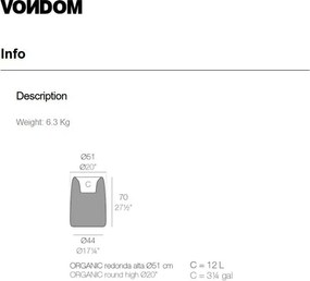 Ghiveci plante design decorativ exterior/interior Organic high round 51x69cm